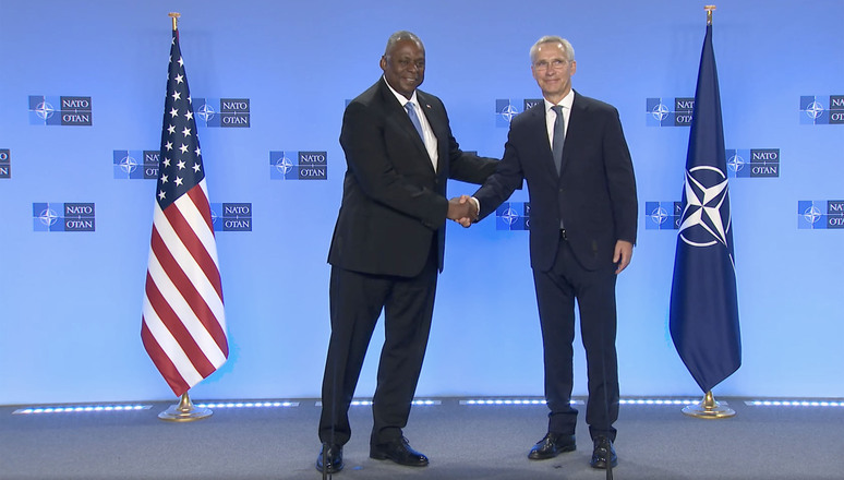 Information: Secretary Common welcomes US Secretary of Protection to assembly of NATO Defence Ministers, 12-Oct.-2023