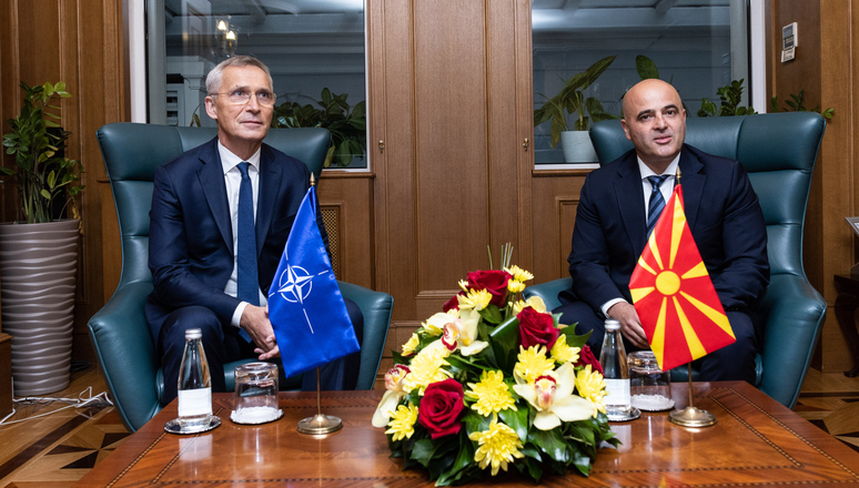 NATO Secretary General Jens Stoltenberg meets with the Prime Minister of North Macedonia, Dimitar Kovačevski