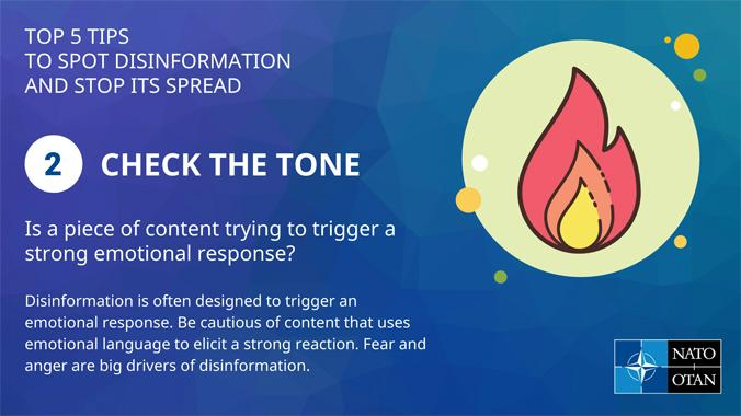 Spotting disinformation tip 2 - check the tone