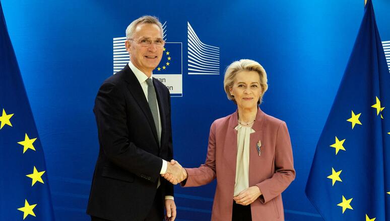 NATO Secretary General Jens Stoltenberg meets with the President of the European Commission, Ursula von der Leyen