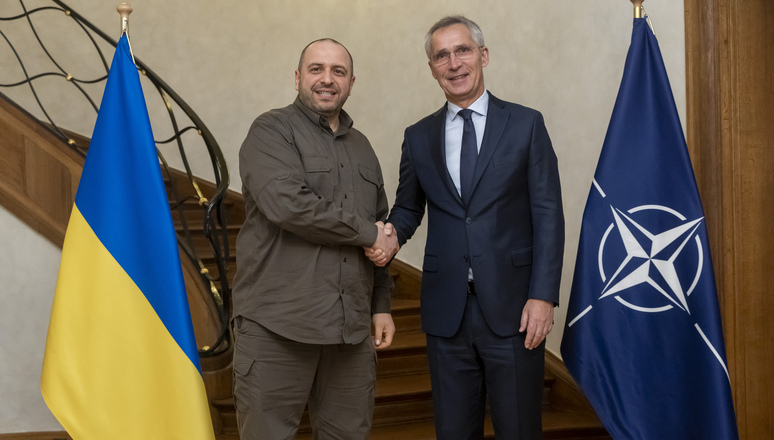 Jens Stoltenberg, NATO, Secretary General, meets with Rustem Umierov, Defence Minister of Ukraine.