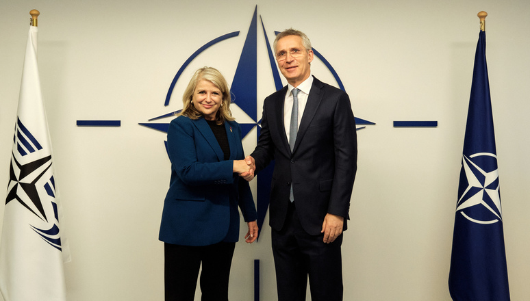 NATO Secretary General Jens Stoltenberg meets with Joëlle Garriaud-Maylam, President of the NPA
