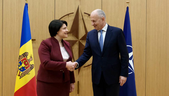 The Prime Minister of Moldova, Natalia Gavrilița visits NATO and meets with NATO Deputy Secretary General Mircea Geoană