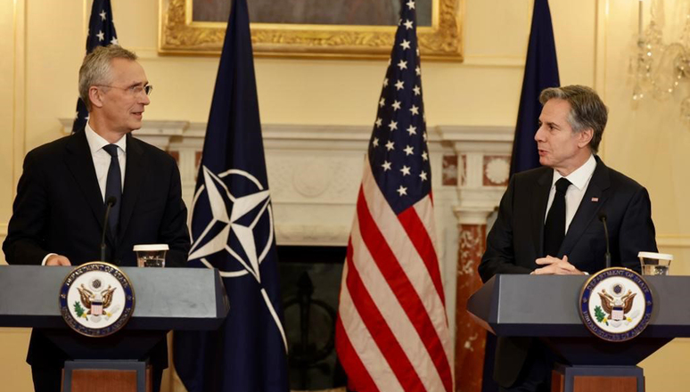 NATO Secretary General Jens Stoltenberg with the U.S. Secretary of State, Antony Blinken