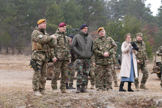 Admiral Rob Bauer, Chair of the NATO Military Committee and Major General Robert Glavas, Chief of Defence of the Slovenian Armed Forces observe Exercise Lipicanec