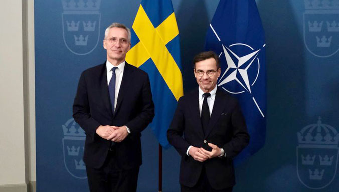 NATO Secretary General Jens Stoltenberg and the Prime minister of Sweden, Ulf Kristersson