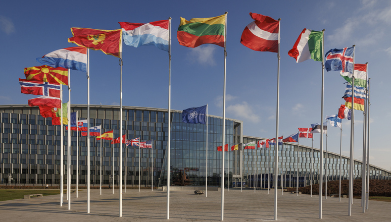 Flags at NATO HQ 2023