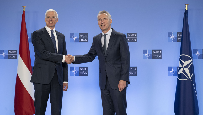 The Prime Minister of Latvia, Krišjānis Kariņš visits NATO and meets with NATO Secretary General Jens Stoltenberg