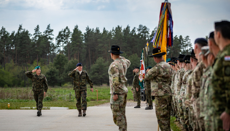 NATO hand-over take-over ceremony during the Griffin Shock exercise in Bemowo Piskie training area, on Saturday, May 13, 2023
