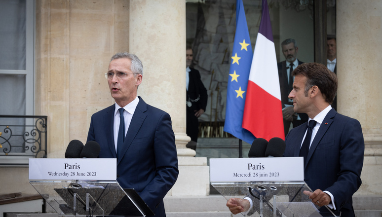 NATO Secretary General Jens Stoltenberg meets with the President of France, Emmanuel Macron, in Paris