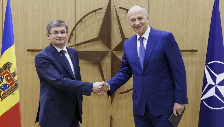 NATO Deputy Secretary General Mircea Geoană with the President of the Parliament of the Republic of Moldova, Igor Grosu