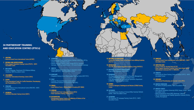 Map: Partnership Training and Education Centres (PTECs), July 2023