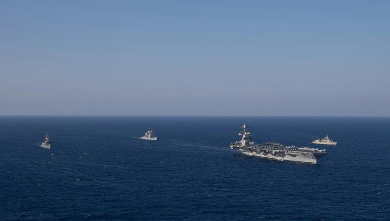 NATO task group engaged in a series of dynamic maritime training exercises with the US Navy's most advanced warship during Exercise Sage Wolverine in the central Mediterranean Sea, 2 - 11 August 23