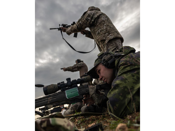 A Finnish Army sniper sends rounds downrange during the 2023 European Best Sniper Team Competition.