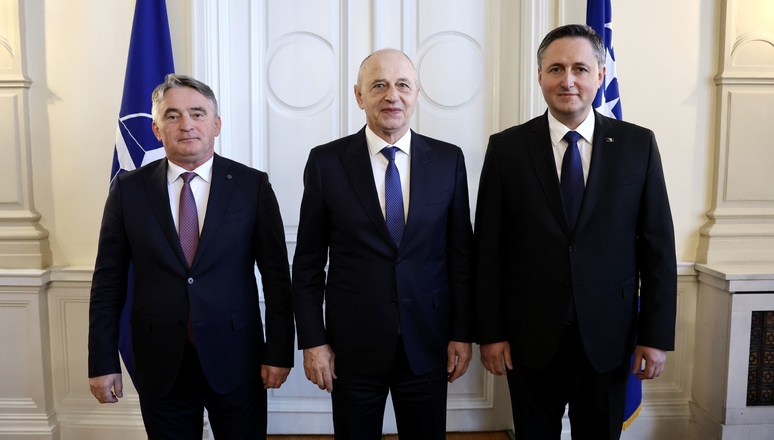 NATO Deputy Secretary General Mircea Geoană with Željko Komšića and Denis Bećirović, members of the Presidency of Bosnia and Herzegovina