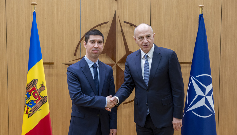 NATO Deputy Secretary General Mircea Geoană meets with Deputy Prime Minister, Minister of Foreign Affairs of the Republic of Moldova, Mihai Popșoi, at NATO Headquarters.