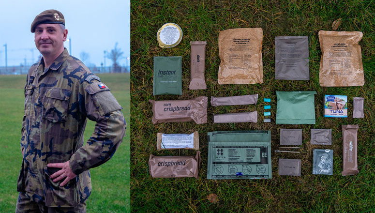 Czech soldier Pavel and the Czech 24-hour ration pack