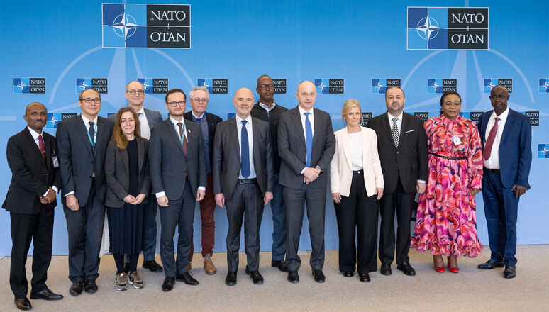 The International Board of Auditors for NATO and a delegation from the Association des Institutions Supérieures de Contrôle ayant en Commun l'Usage du Français (AISCCUF) during Francophonie Week at NATO Headquarters