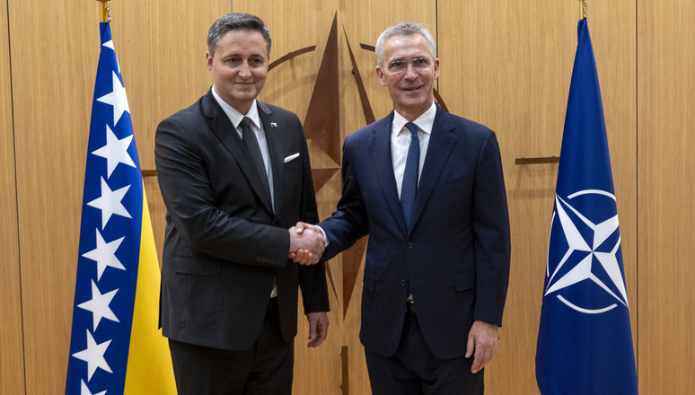 NATO Secretary General Jens Stoltenberg and the Chairman of the Presidency of Bosnia and Herzegovina, Denis Bećirović