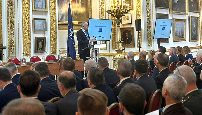 NATO Deputy Secretary General Mircea Geoană presents opening address at the third edition of the annual NATO Integrated Air and Missile Defence (IAMD) Conference in London