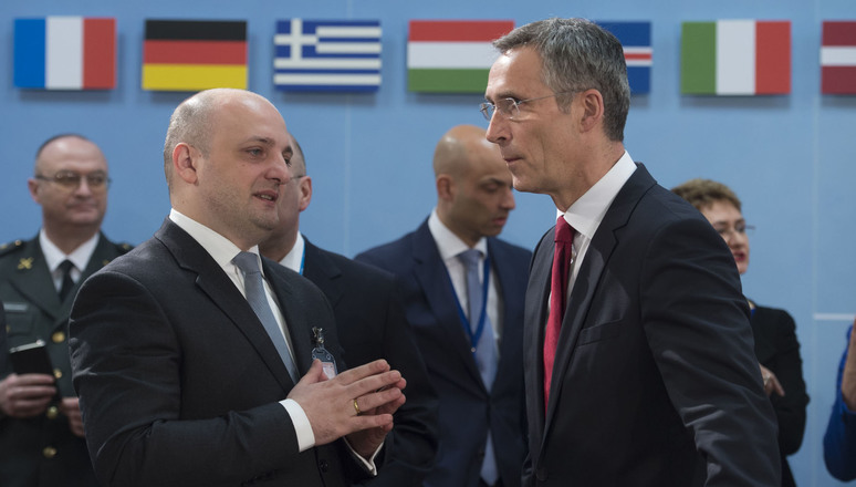 Left to right: Mindia Janelidze (Minister of Defence, Georgia) with NATO Secretary General Jens Stoltenberg